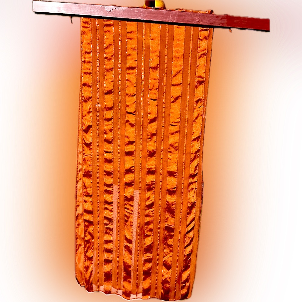 Rare Antique 1940s Baar & Beards Pure Silk & Chiffon Scarf Amber Red with Gold